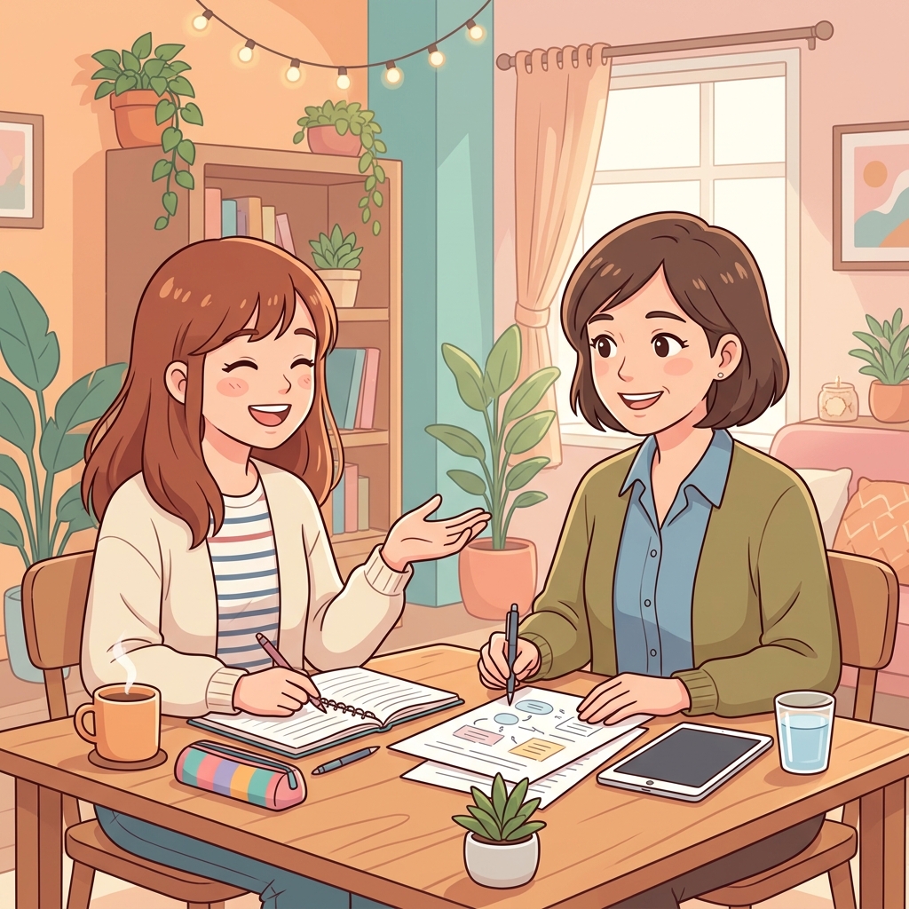 「留学生」と話すイメージ